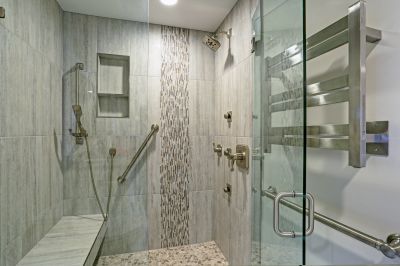 Corner Shower with Tiling Accents